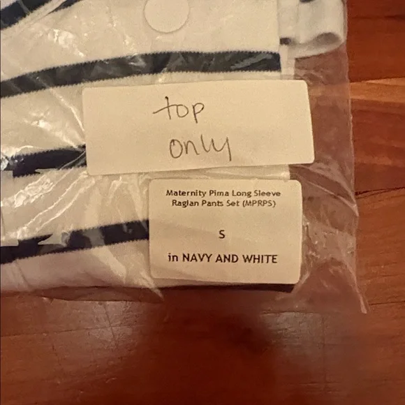 Lake Pajamas Maternity Pima Long Sleeve Pajama Top in Navy/White Stripe SZ S NEW - Picture 4 of 4